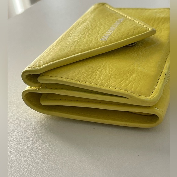 BALENCIAGA Paper Mini Trifold Wallet Purse Leather Made In Italy - Picture 4 of 17